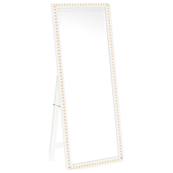 Windrose Full Length Floor Standing Tempered Mirror with LED Lighting White