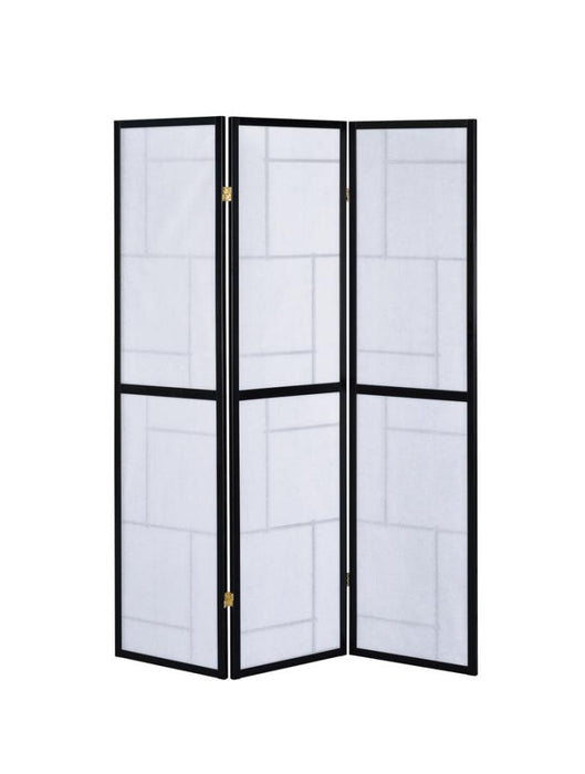 Katerina 3-Panel Folding Floor Screen Black And White