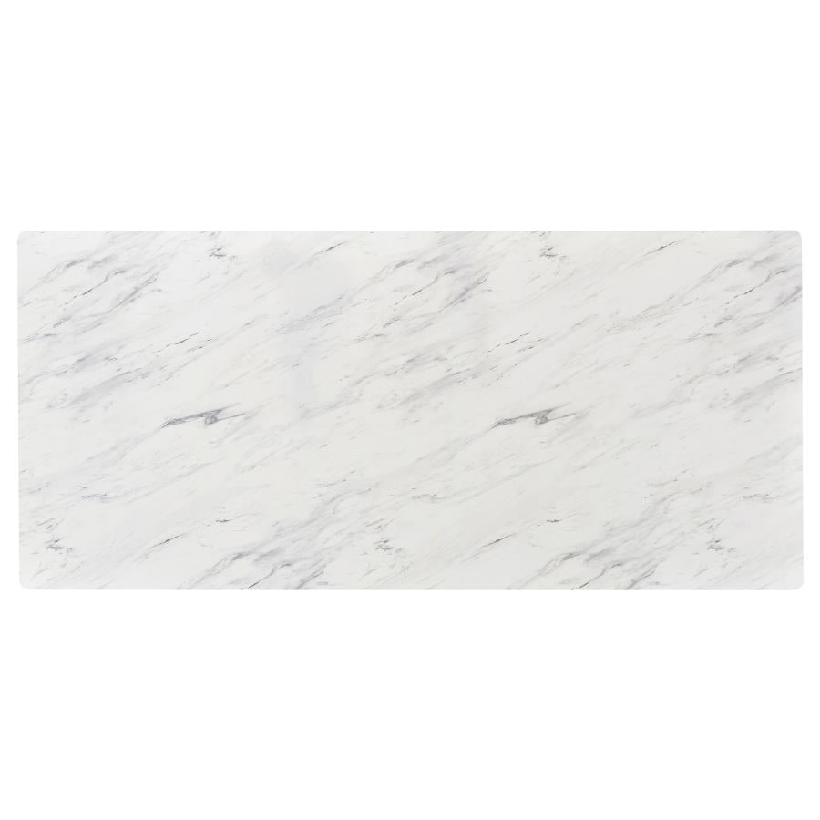 Mayer Rectangular Dining Table Faux White Marble And Gunmetal