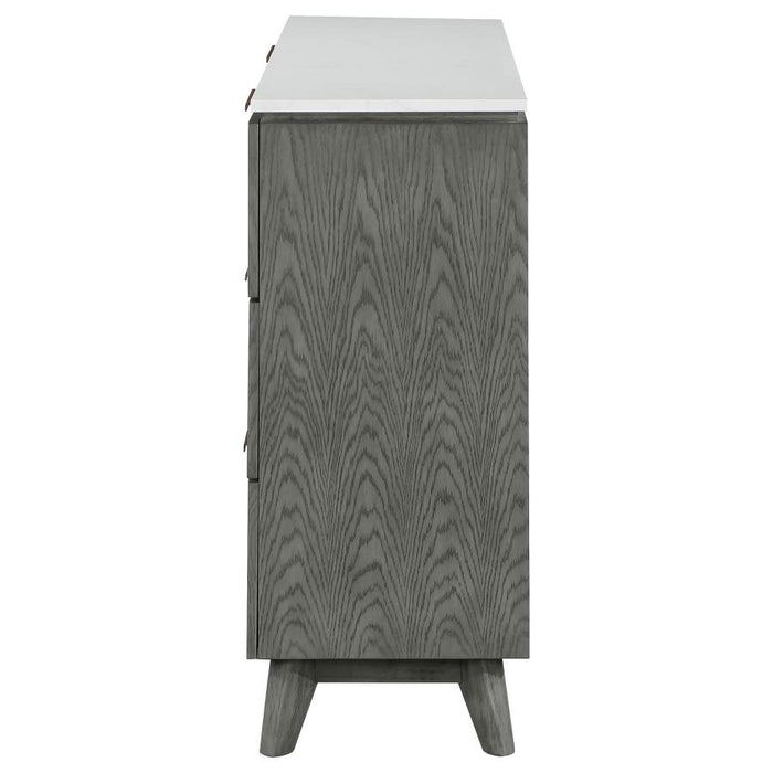 Nathan 6-drawer Dresser White Marble and Grey