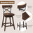 Set of 2 Wooden Swivel Bar Stools with Open X Back and Footrest