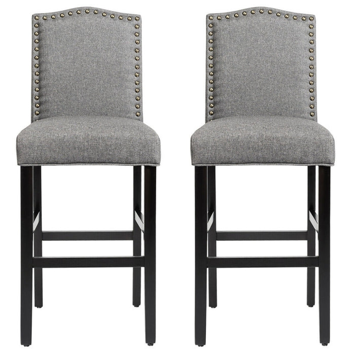 Set of 2 Counter Height Dining Side Barstools with Thick Cushion