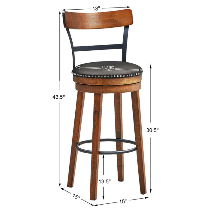 25.5 Inch/30.5 Inch 360-Degree Bar Swivel Stools with Leather Padded