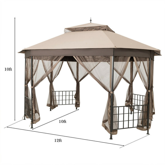 10’x 12’ Octagonal Patio Gazebo with Mosquito Net