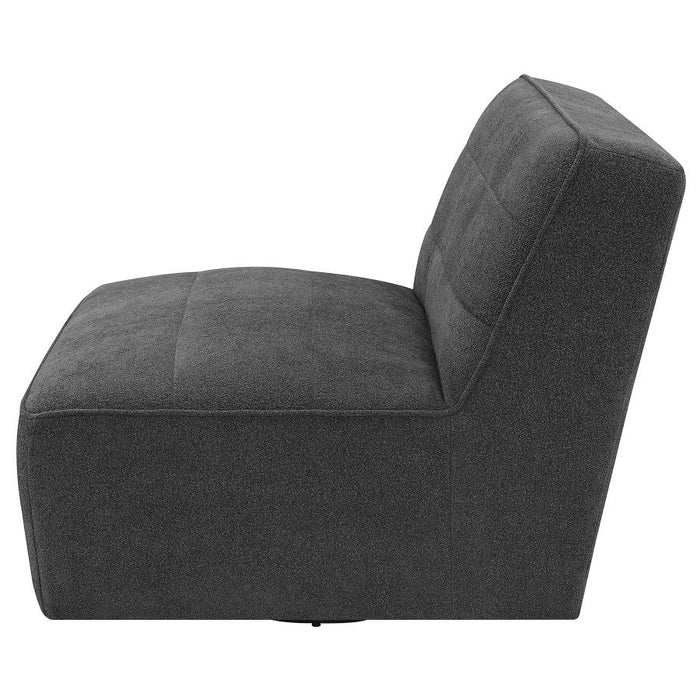 Cobie Upholstered Swivel Armless Chair Dark Charcoal