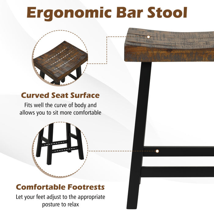 24/29 Inch Solid Wood Saddle-Seat with Curved Seat Surface and Comfortable Footrests