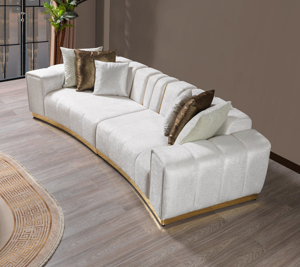 Michelle Ivory Velvet Curved Sectional