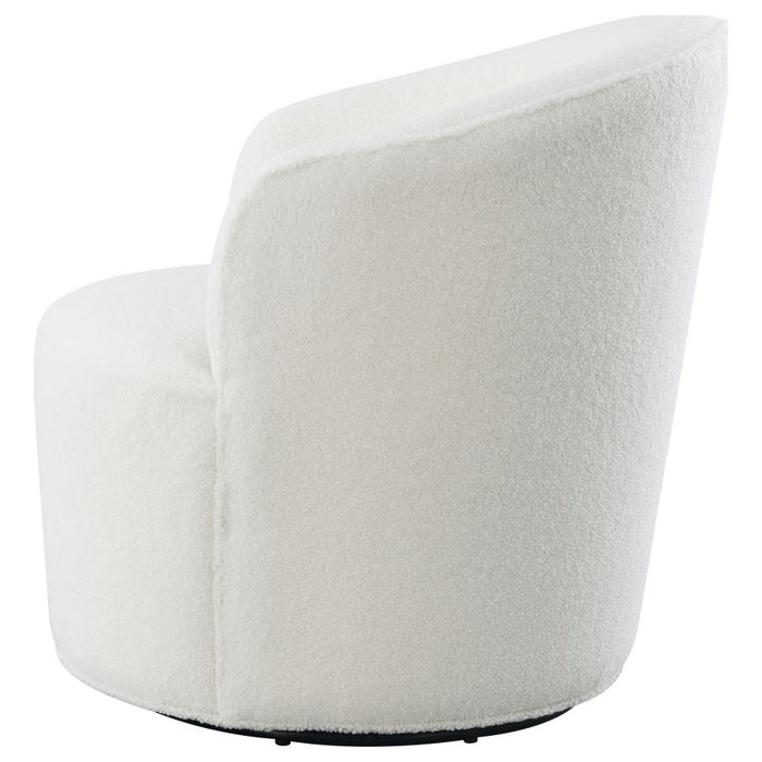 Joyce Upholstered Swivel Barrel Chair White