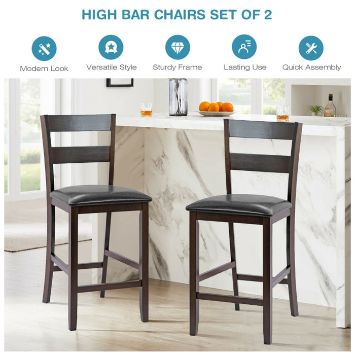 2-Pieces Upholstered Bar Stools Counter Height Chairs with PU Leather Cover