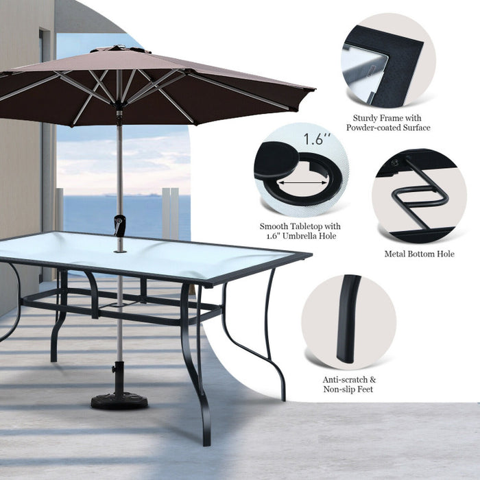 60 x 38 Inch Rectangular Patio Dining Table with 1.6 Inch Umbrella Hole