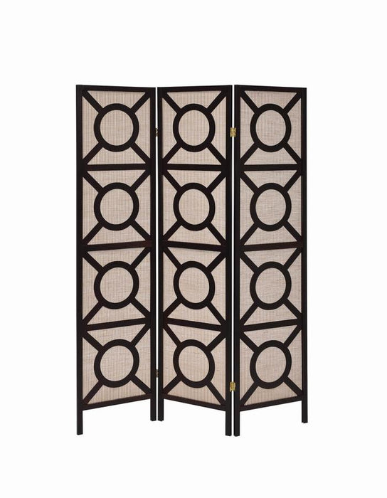 Vulcan 3-Panel Geometric Folding Screen Tan And Cappuccino