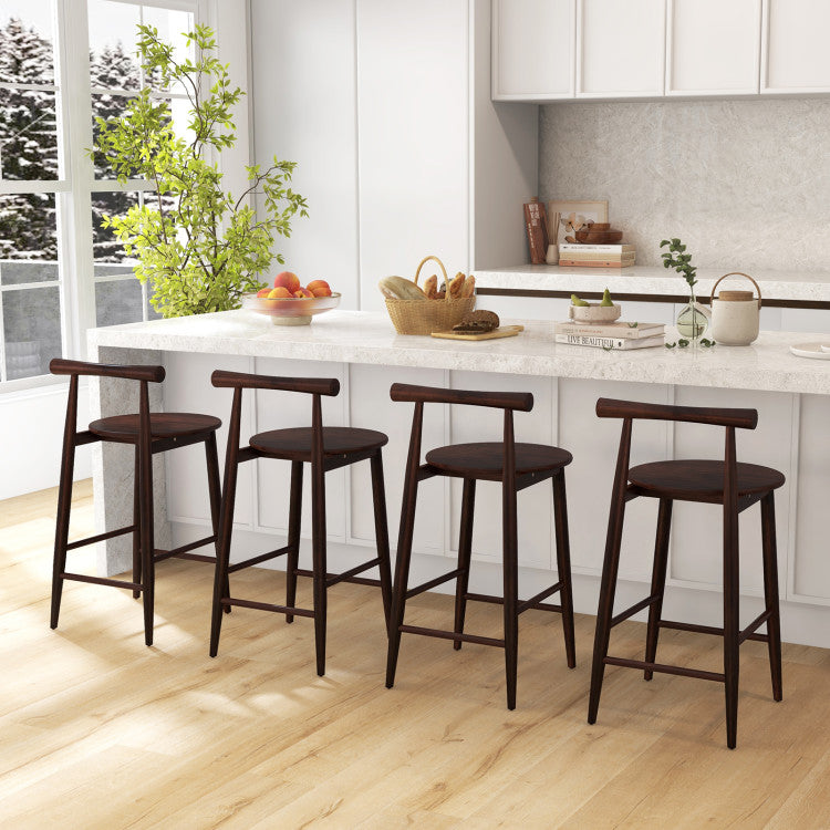 Counter Height Bar Chair Set with Acacia Wood Frame and Supporting Legs