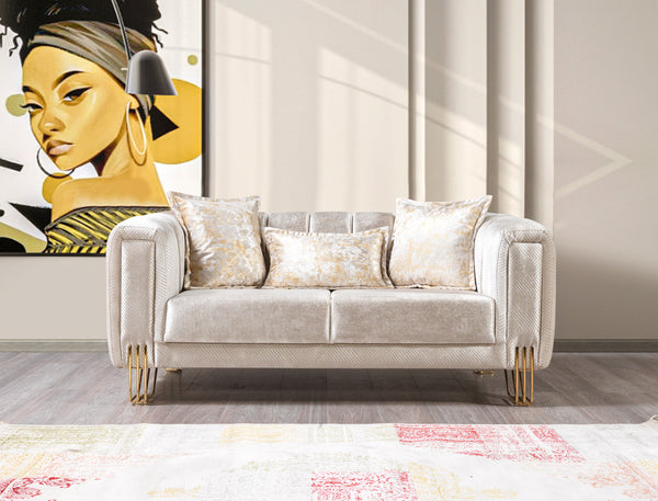 Santana Ivory Velvet Sofa & Loveseat