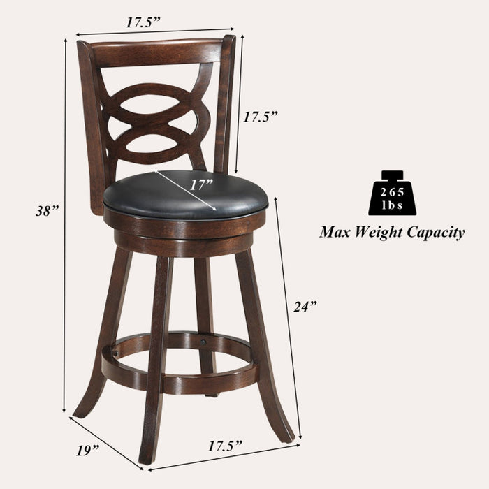 24/29 Inch Counter Height Upholstered Swivel Bar Stool with Cushion Seat