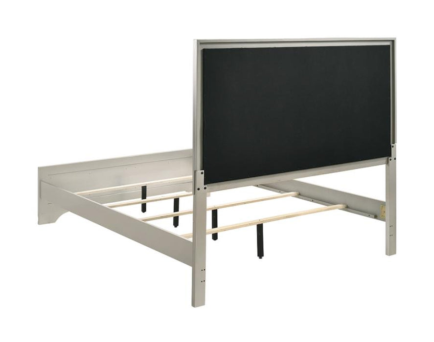 Salford Panel Bed Metallic Sterling and Charcoal Grey