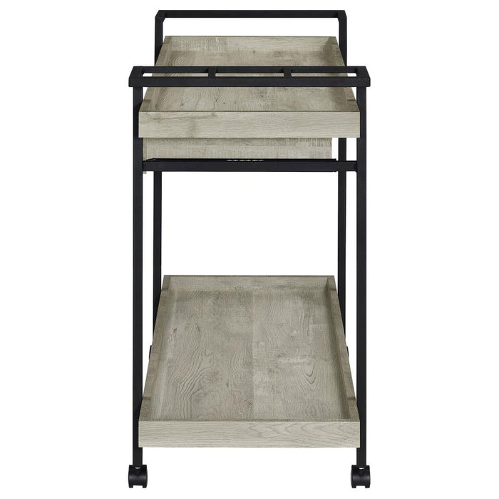 Ventura 2-Tier Bar Cart With Storage Drawer Grey Driftwood