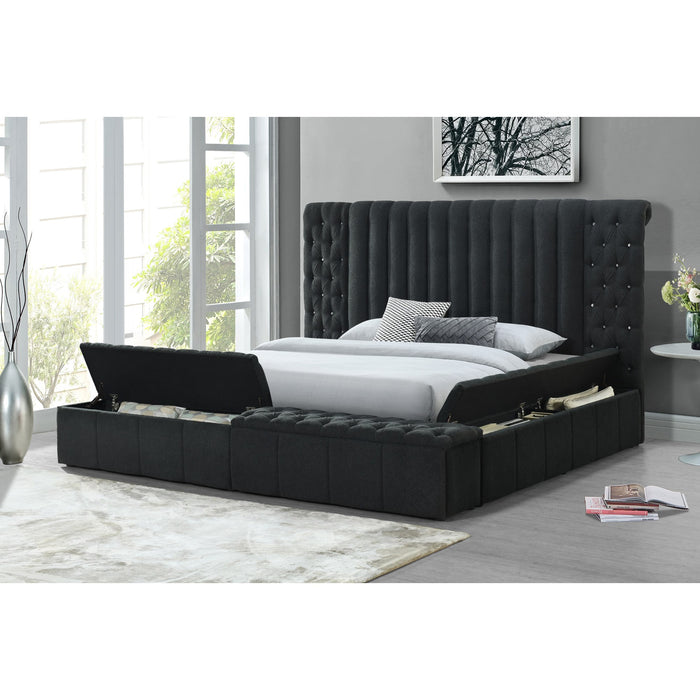 Danbury Charcoal Upholstered Storage Bed