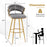 29 Inch Velvet Bar Stool Set of 2 with Woven Backrest and Gold Metal Legs