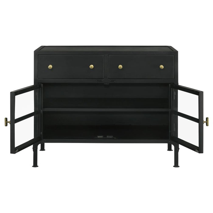 Sadler 2-Drawer Accent Cabinet With Glass Doors Black