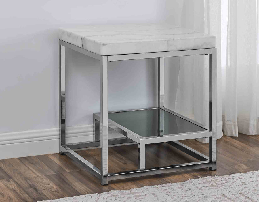 Aston White Marble End Table