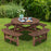 Patio 8 Seat Wood Picnic Dining Seat Bench Set