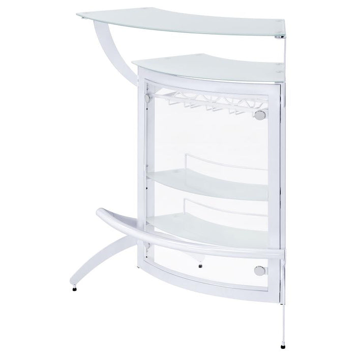 Dallas 2-shelf Home Bar White and Frosted Glass