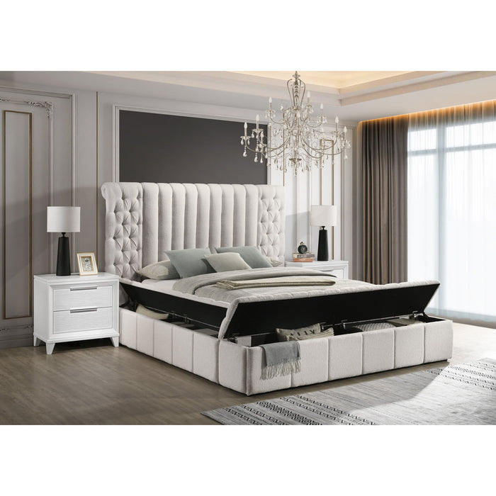 Danbury White Upholstered Storage Bed