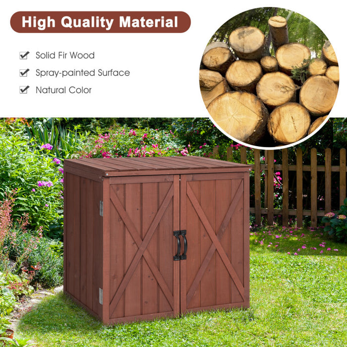 Outdoor Wooden Storage Cabinet with Double Doors