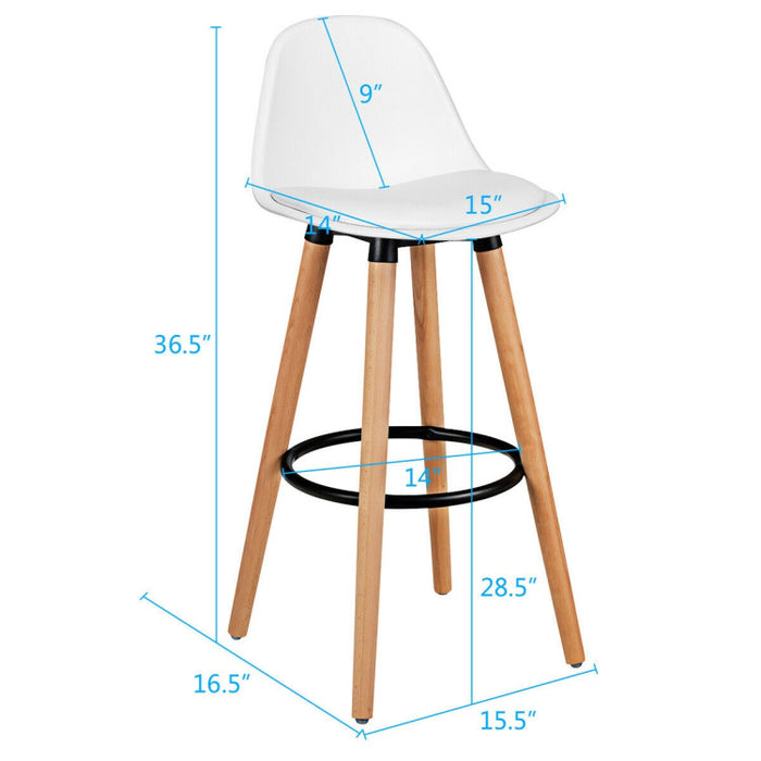 2 Pieces Mid-Century Barstool 28.5 Inch Dining Pub Chairs