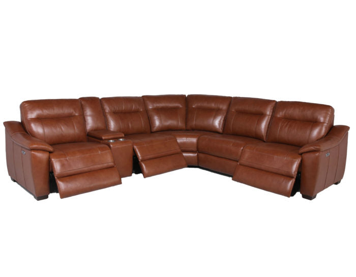 Casa 6-Piece Leather Dual-Power Reclining Sectional