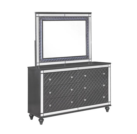 Refino Gray LED Upholstered Panel Bedroom Set