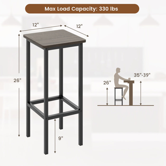 Set of 4 Bar Stool Set 26 Inch Bar Chair with Metal Legs and Footrest