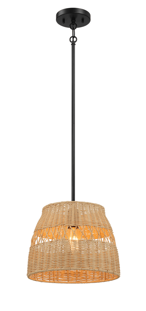 Essence Single Lights Pendant With Rattan Shade Black Metal Finish for Farmhouse Style - West Lamp