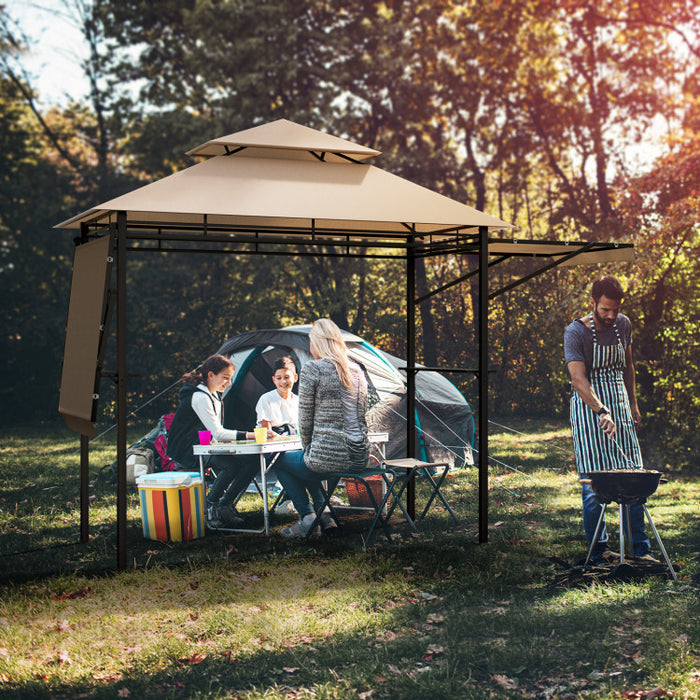 13.5 x 4 Feet Patio BBQ Grill Gazebo Canopy with Dual Side Awnings