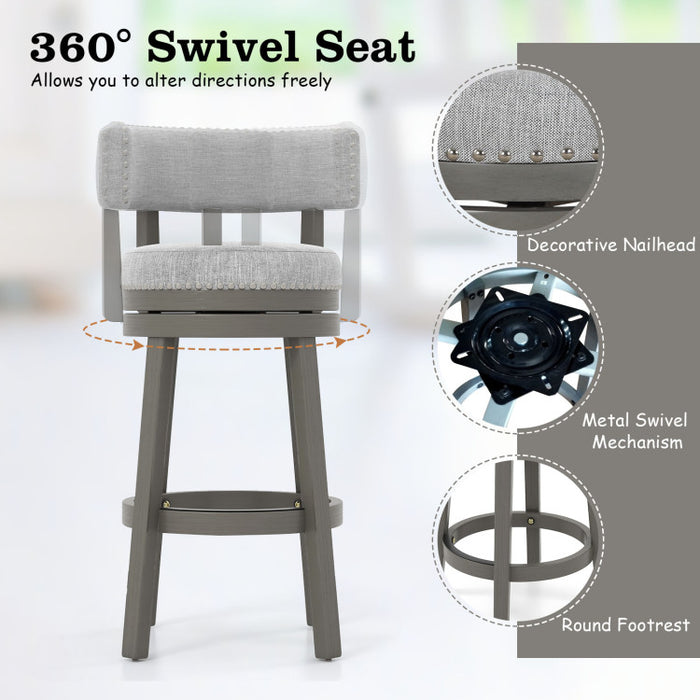 27/31 Inch Swivel Bar Stool with Upholstered Back Seat and Footrest