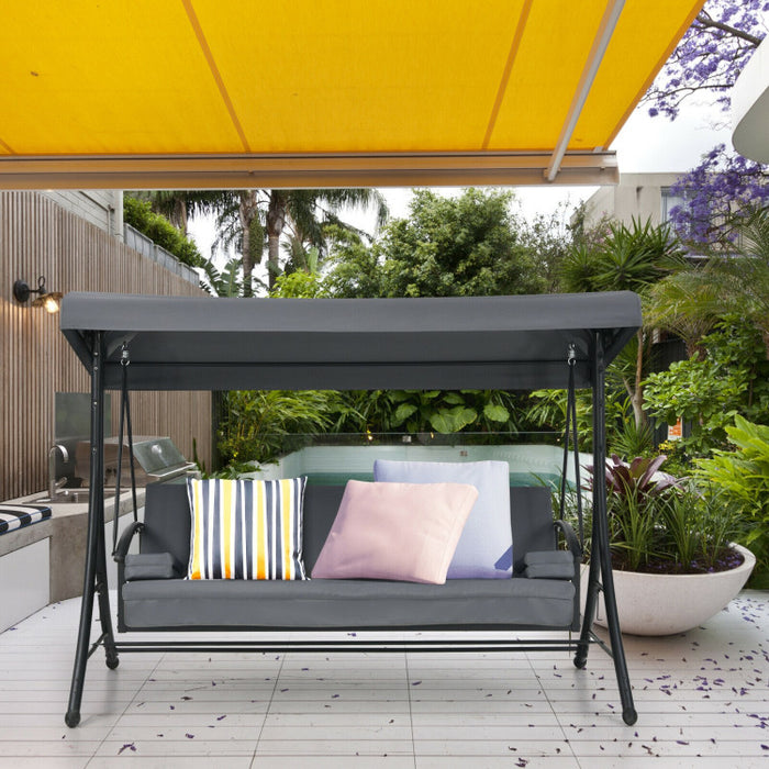 3-Seat Patio Outdoor Swing with Adjustable Tilt Canopy