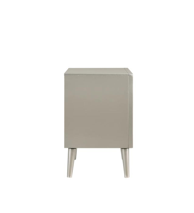 Ramon 2-drawer Nightstand Metallic Sterling