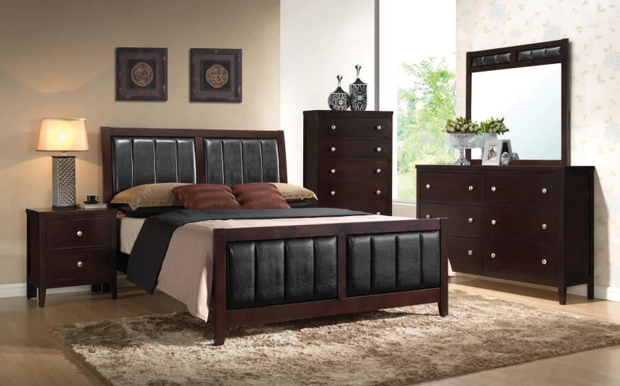 Carlton Upholstered Bed Cappuccino and Black