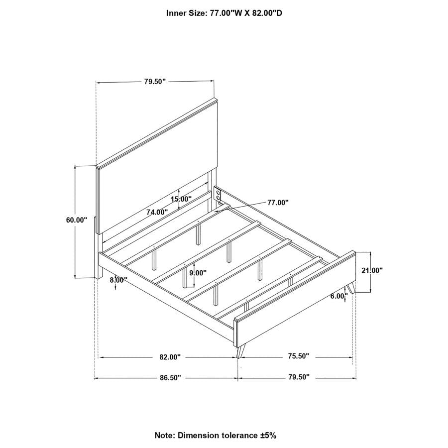 Nathan High Headboard Panel Bed Grey