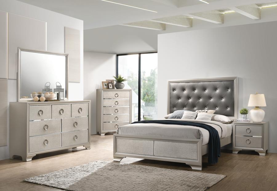 Salford Panel Bed Metallic Sterling and Charcoal Grey