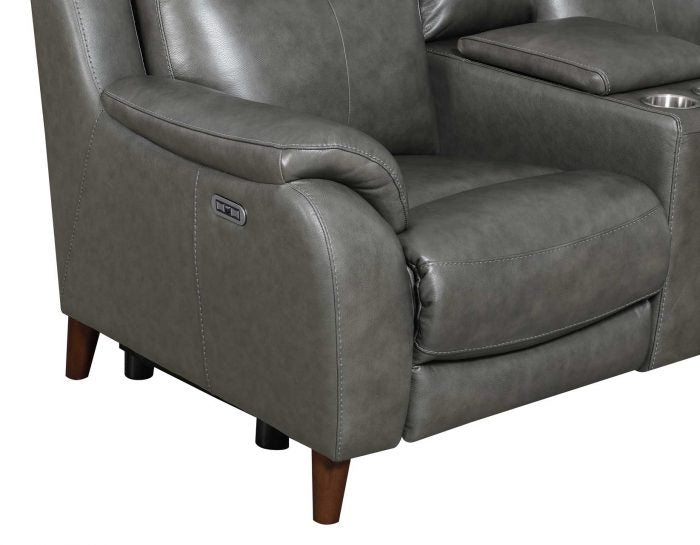 Trento Dual-Power Leather Reclining Console Loveseat