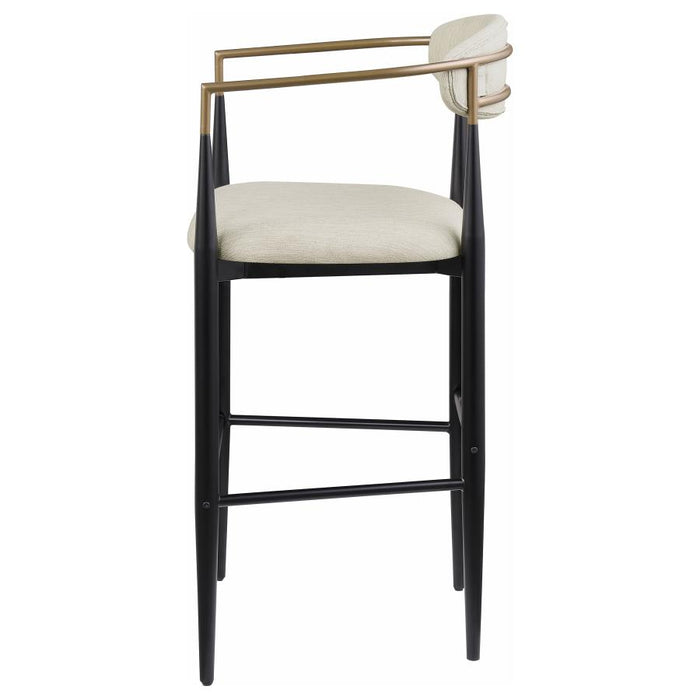 Tina Metal Pub Height Bar Stool with Upholstered Back and Seat set of 2