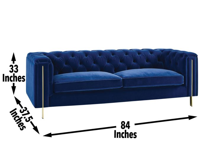 Charlene Velvet Button Tufted Rolled Arm Chesterfield Sofa
