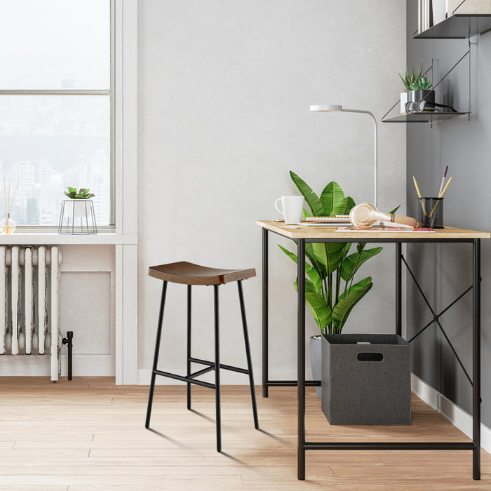 Industrial Saddle Bar Stool with Metal Legs