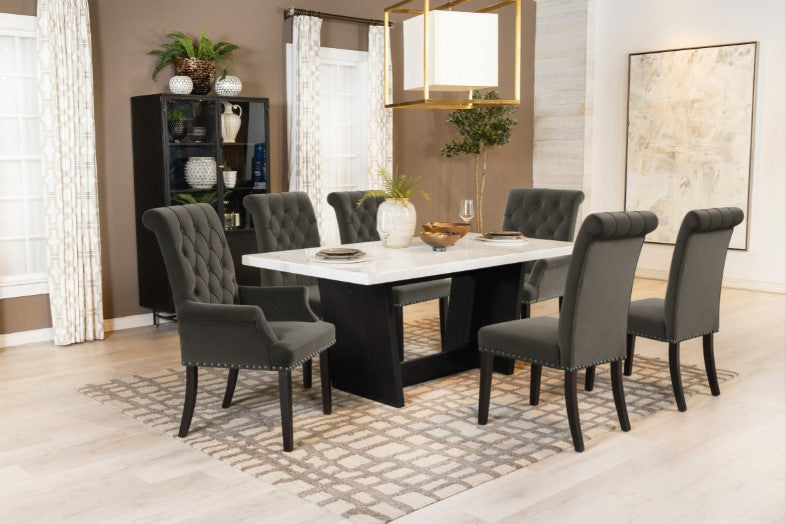 Sherry 7-Piece Rectangular Marble Top Dining Set