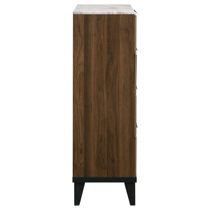 Mays 4-drawer Chest Walnut Brown with Faux Marble Top