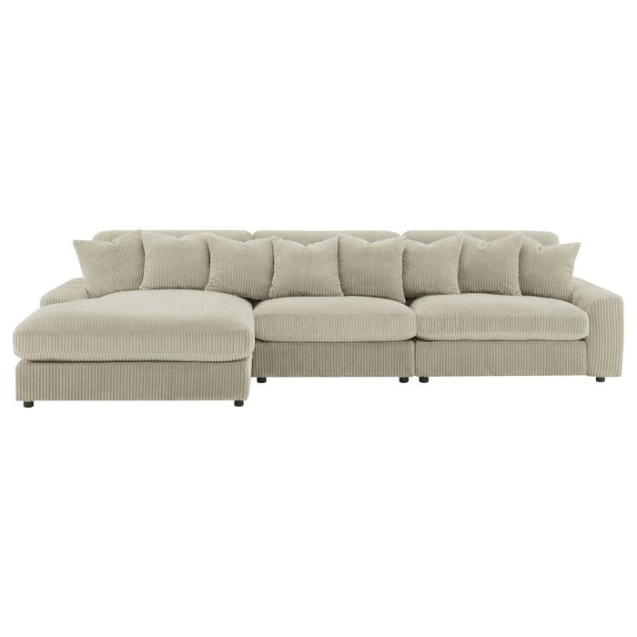 Blaine Upholstered Reversible Sectional Sofa Set With Amrless Chair Sand