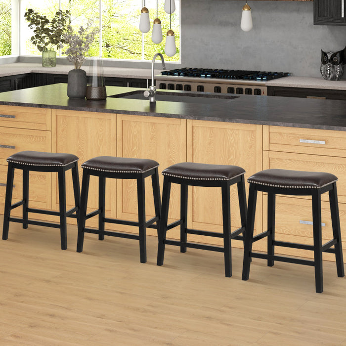 26 Inch Counter Height Bar Stool Set of 2 with Upholstered Seat