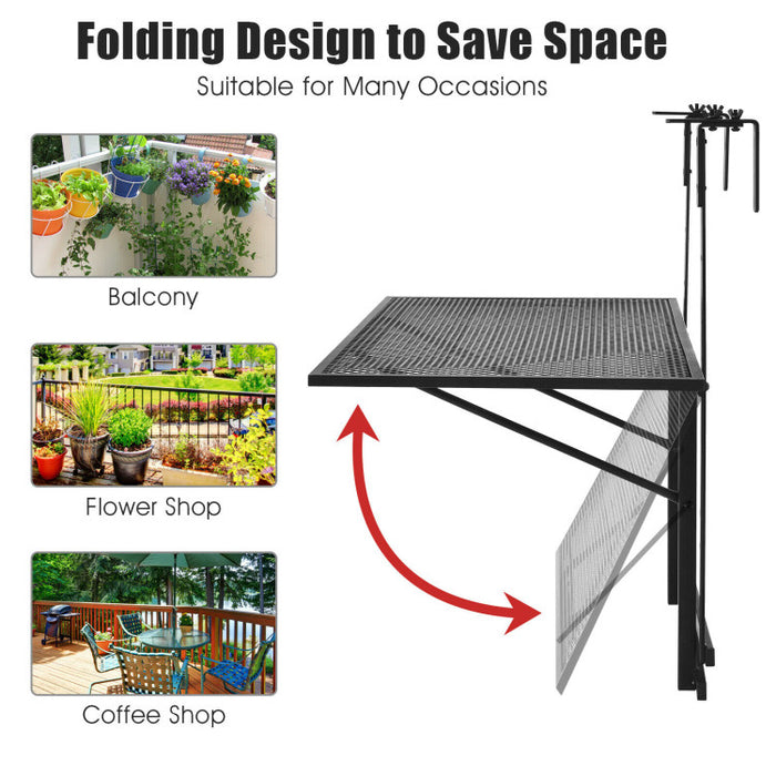 Railing Folding Table with 5-Level Adjustable Heights