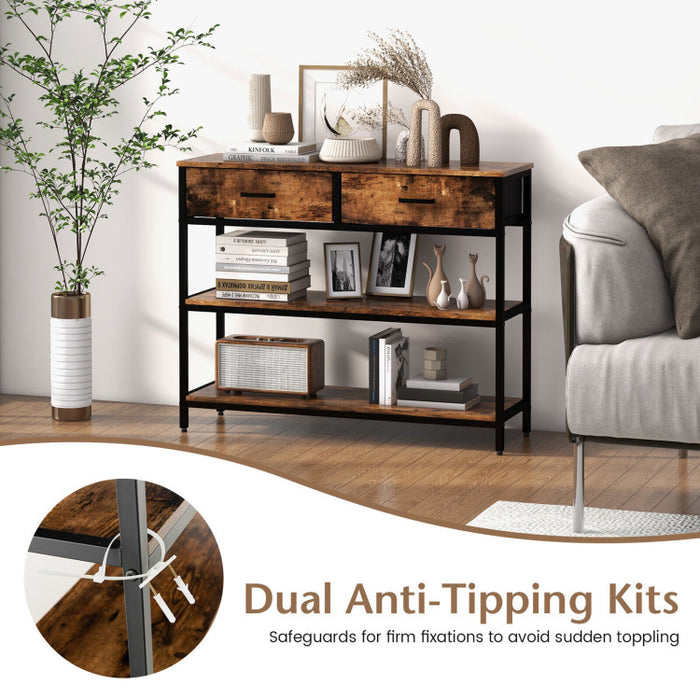 Console Table with Folding Fabric Drawers for Entryway